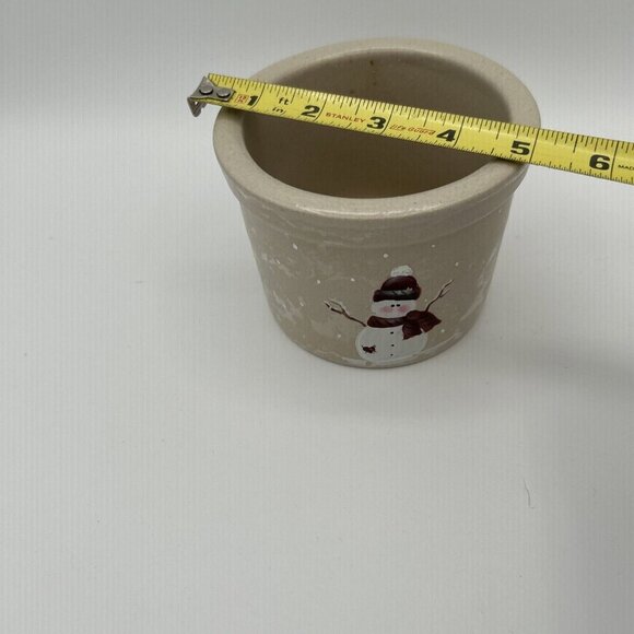 Vtg RRP USA Roseville Ohio POTTERY 1-Pint Snow Man Stoneware Crock Holiday Crock - Picture 7 of 8